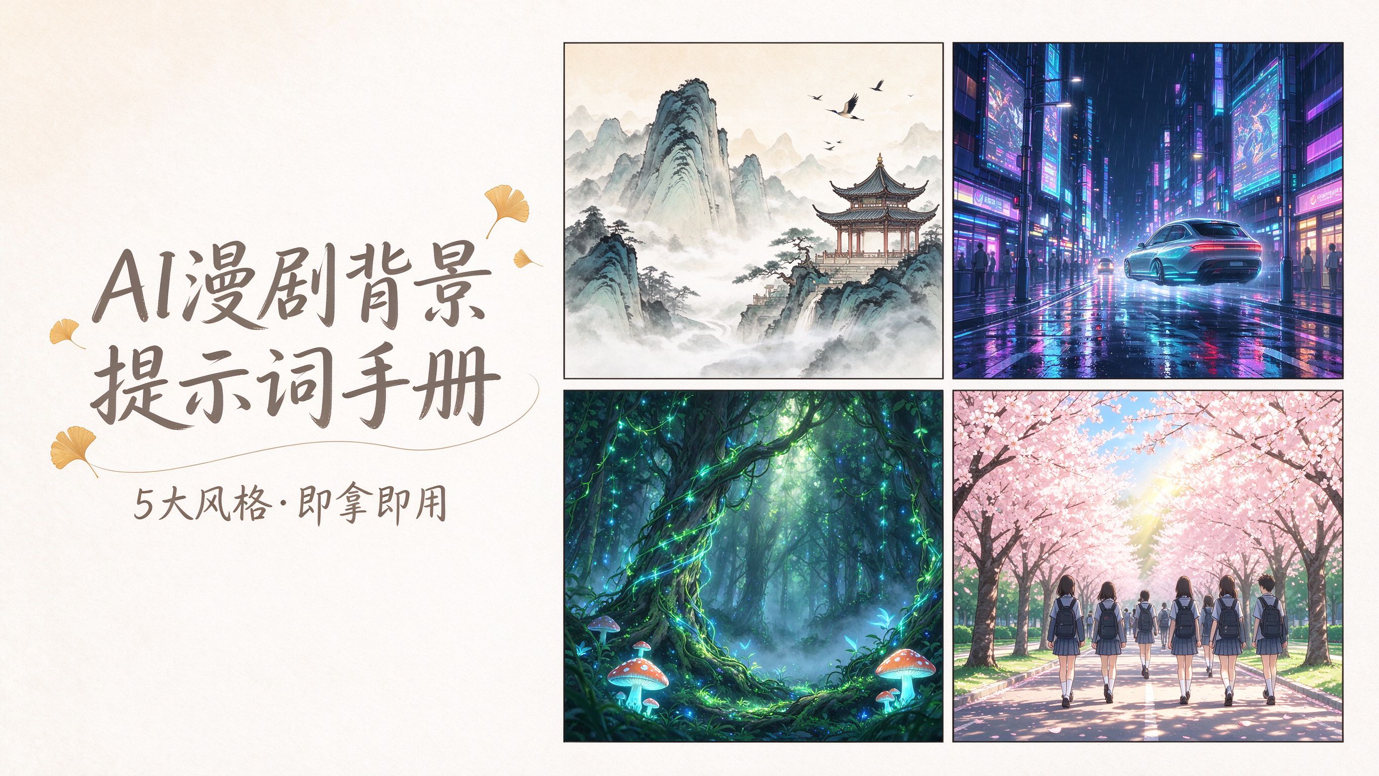 AI 漫剧背景提示词手册：核心公式 + 5 大风格模板 + 创作技巧