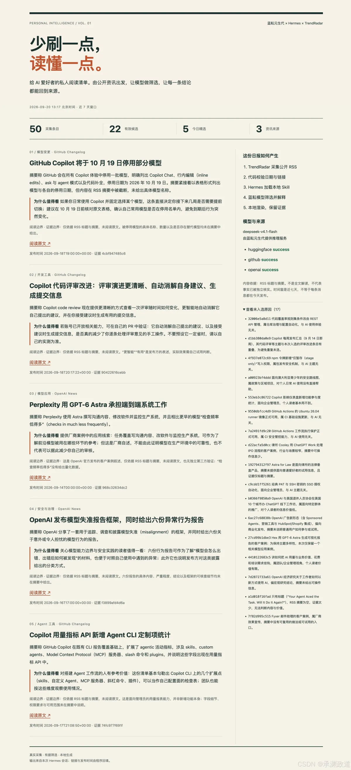 本次实际生成的个人AI日报完整页面